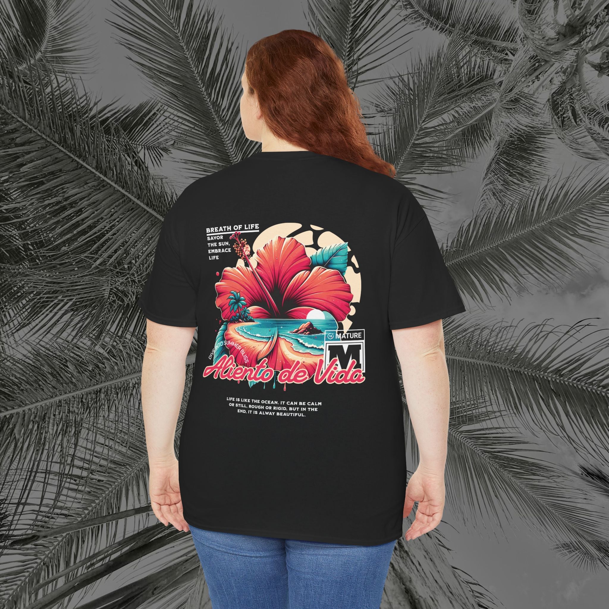 Breath Of Paradise - (UNISEX) Heavy Cotton T-Shirt - Back Design - Aliento De Vida