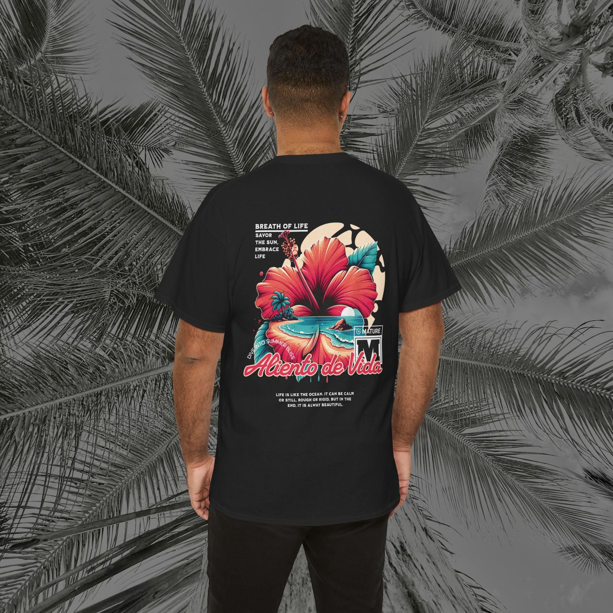 Breath Of Paradise - (UNISEX) Heavy Cotton T-Shirt - Back Design - Aliento De Vida