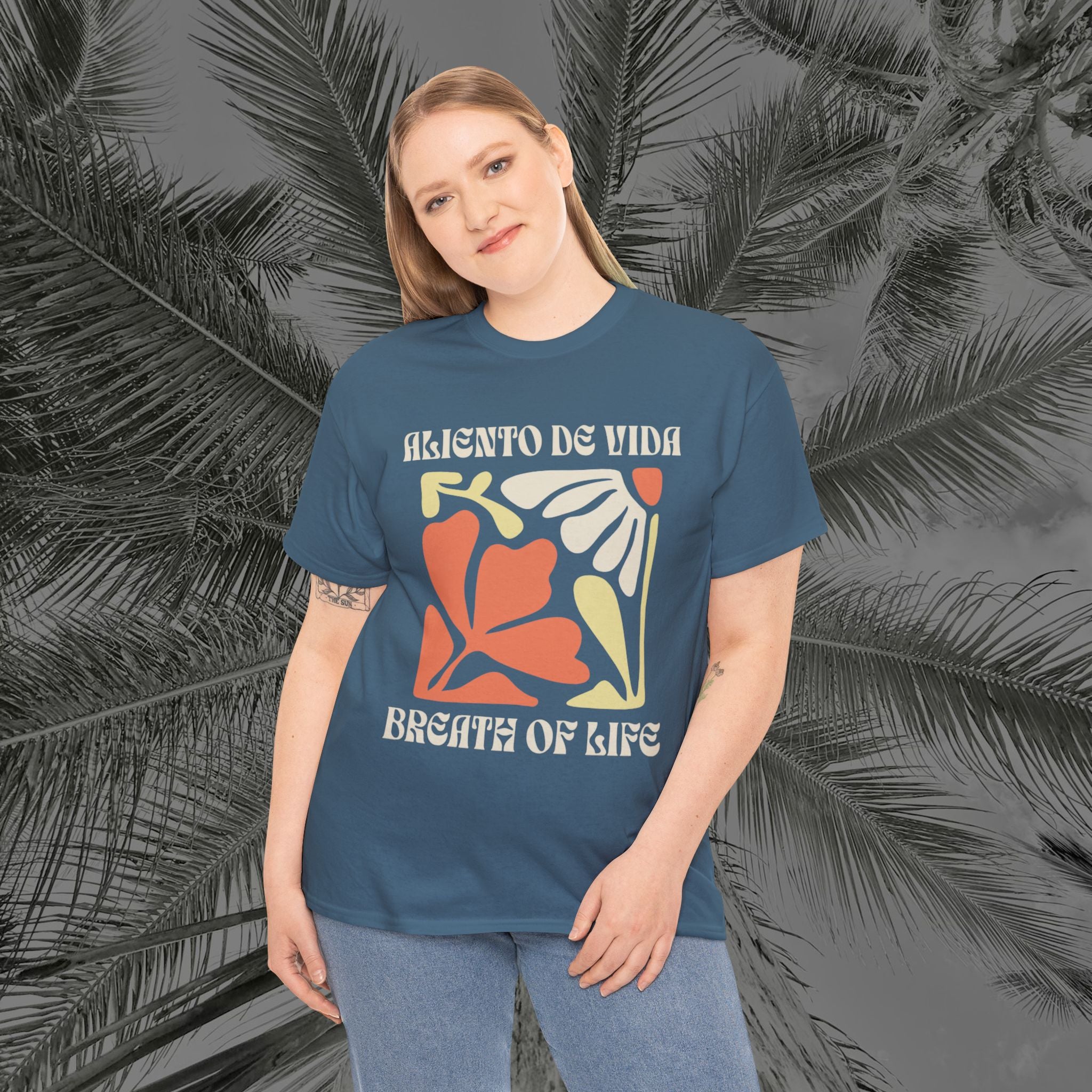 One Breath, Infinite Bloom - (UNISEX) Heavy Cotton T-Shirt - Aliento De Vida