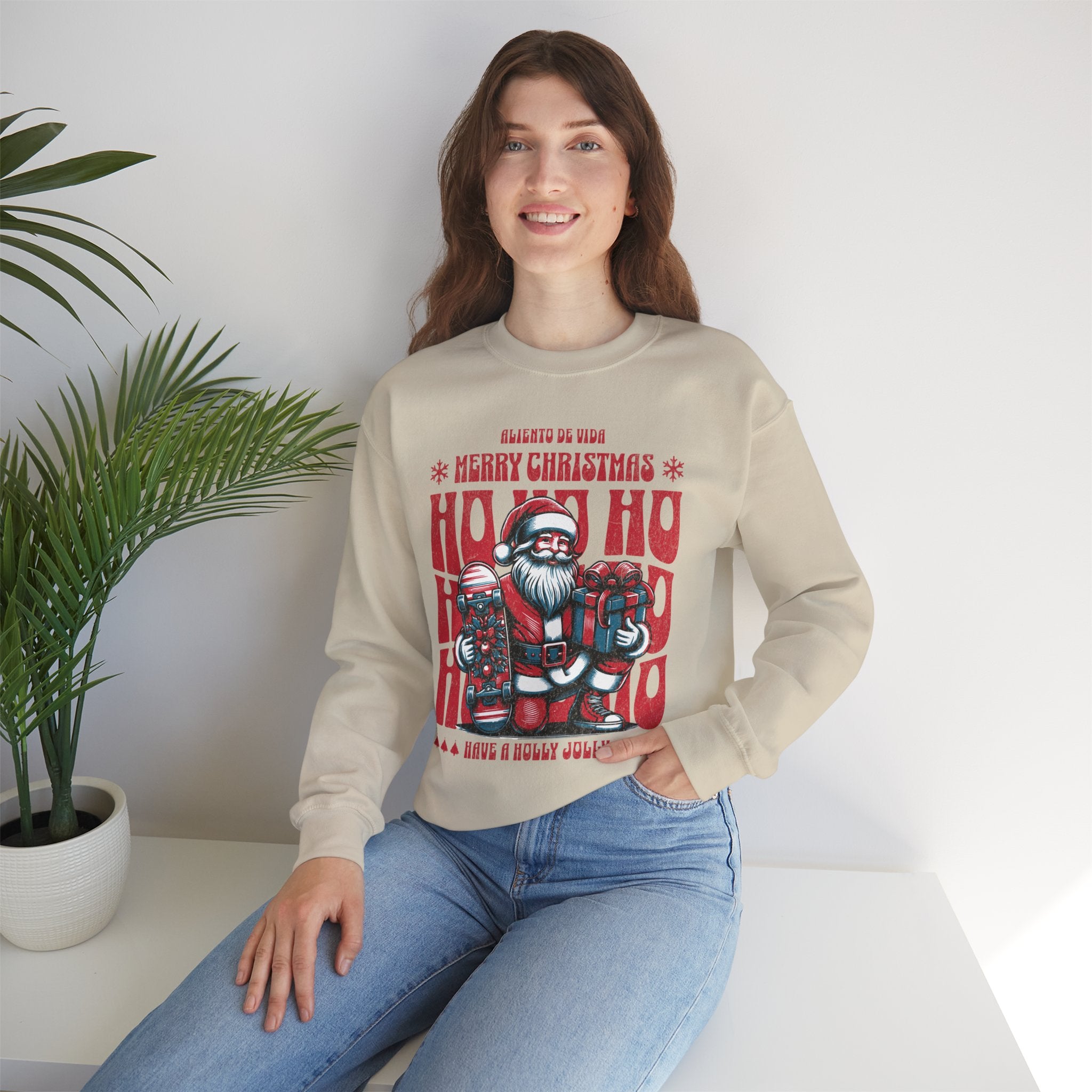 Naughty by Nature, Santa by Choice - (UNISEX) Cozy Crewneck Sweatshirt - Aliento De Vida