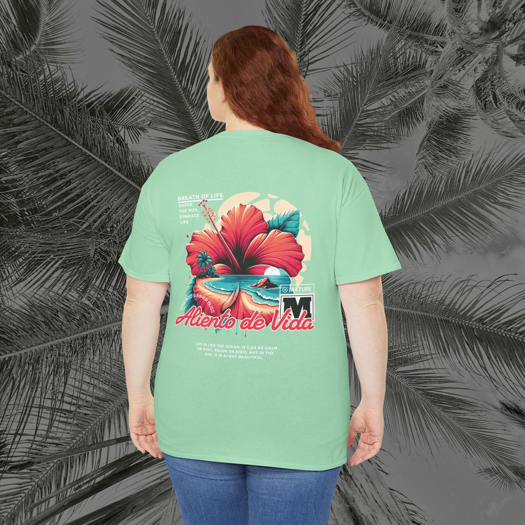 Breath Of Paradise - (UNISEX) Heavy Cotton T-Shirt - Back Design - Aliento De Vida