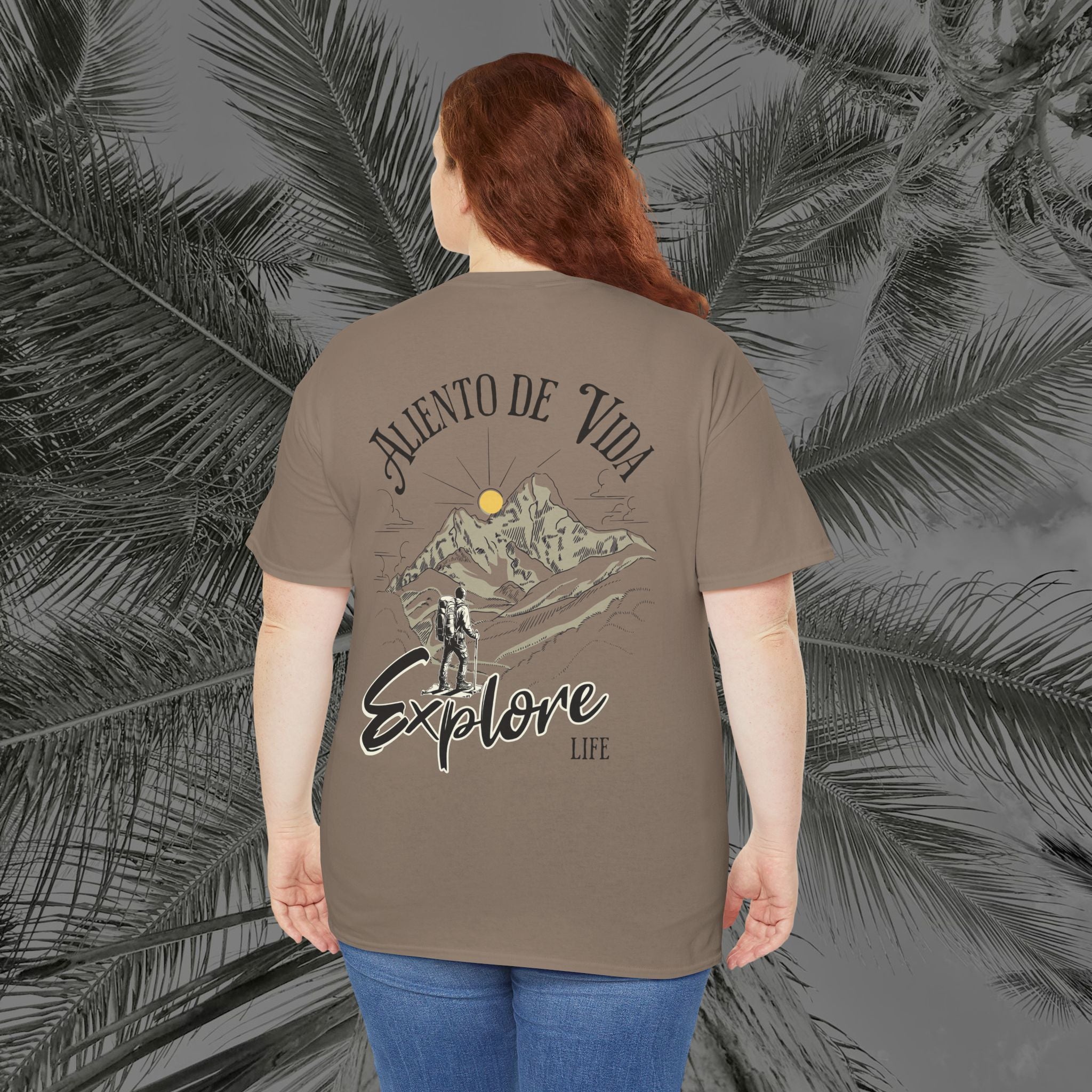 Climbing To New Heights - (UNISEX) Heavy Cotton T-Shirt - Aliento De Vida