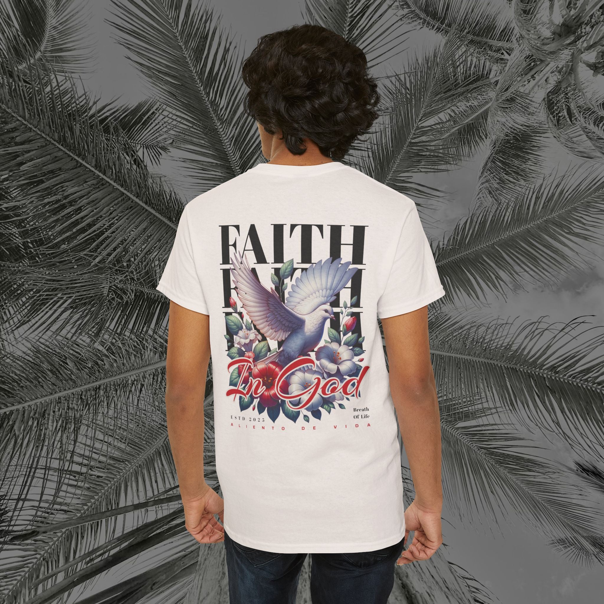 Wings of Grace - Back Design - Heavy Cotton Tee - Aliento De Vida