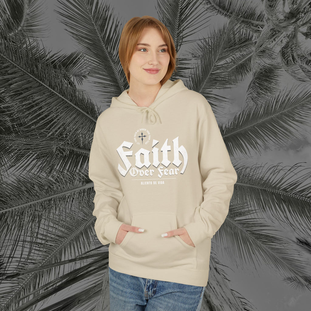 Faith Over Fear - (UNISEX) Midweight Fleece Hoodie - Aliento De Vida