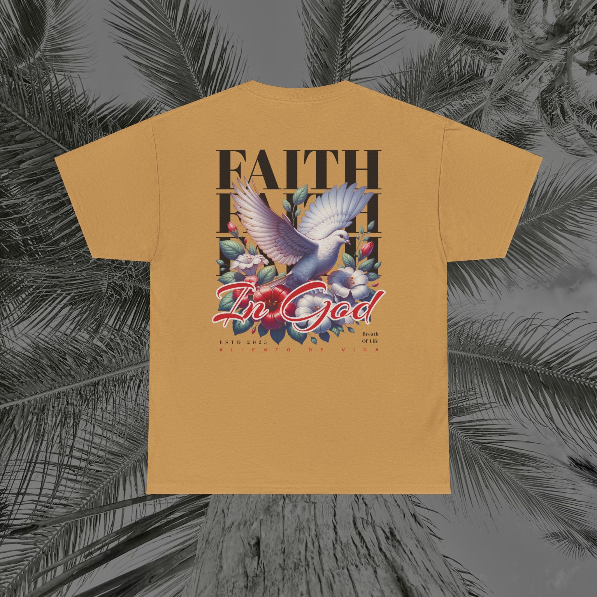 Wings of Grace - Back Design - Heavy Cotton Tee - Aliento De Vida