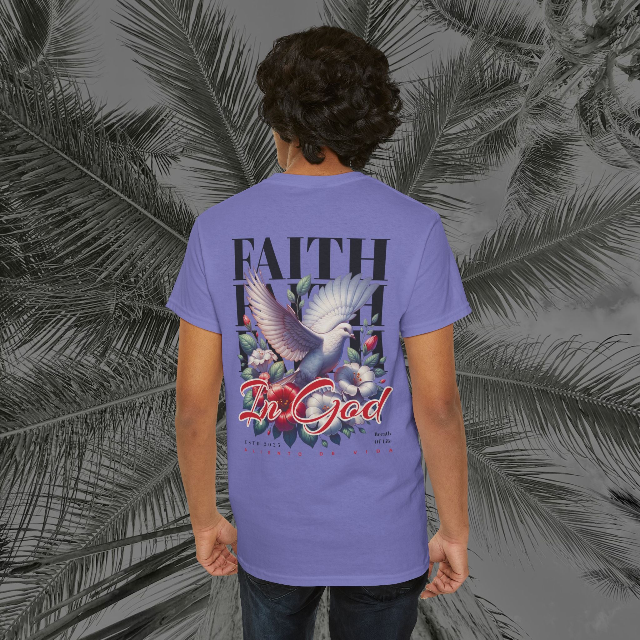 Wings of Grace - Back Design - Heavy Cotton Tee - Aliento De Vida