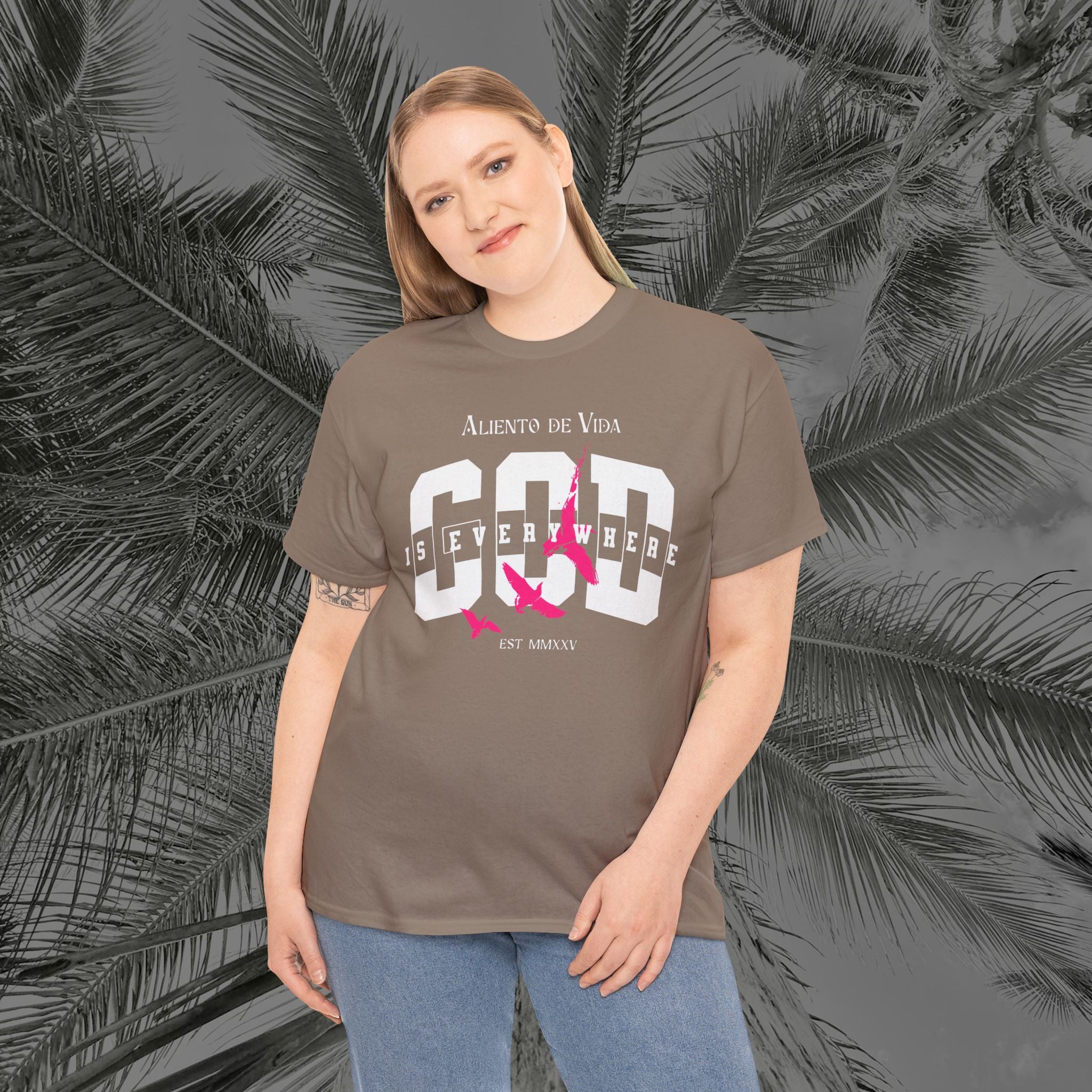 God Is Everywhere - (UNISEX) Heavy Cotton Tee - Aliento De Vida