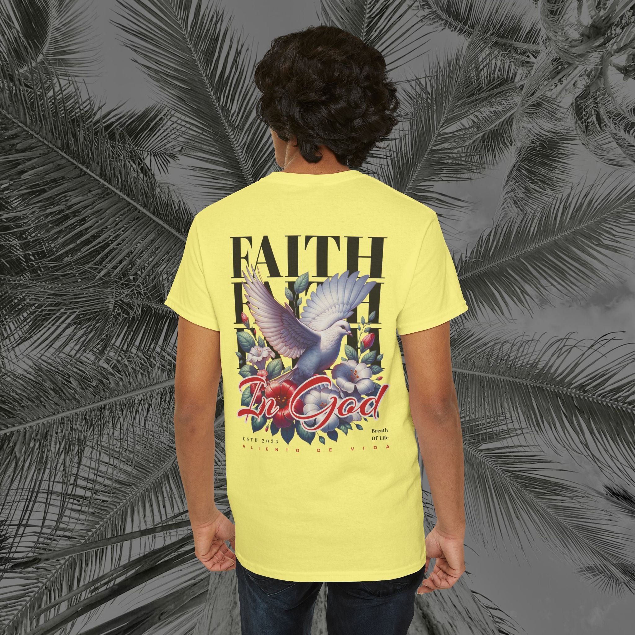 Wings of Grace - Back Design - Heavy Cotton Tee - Aliento De Vida