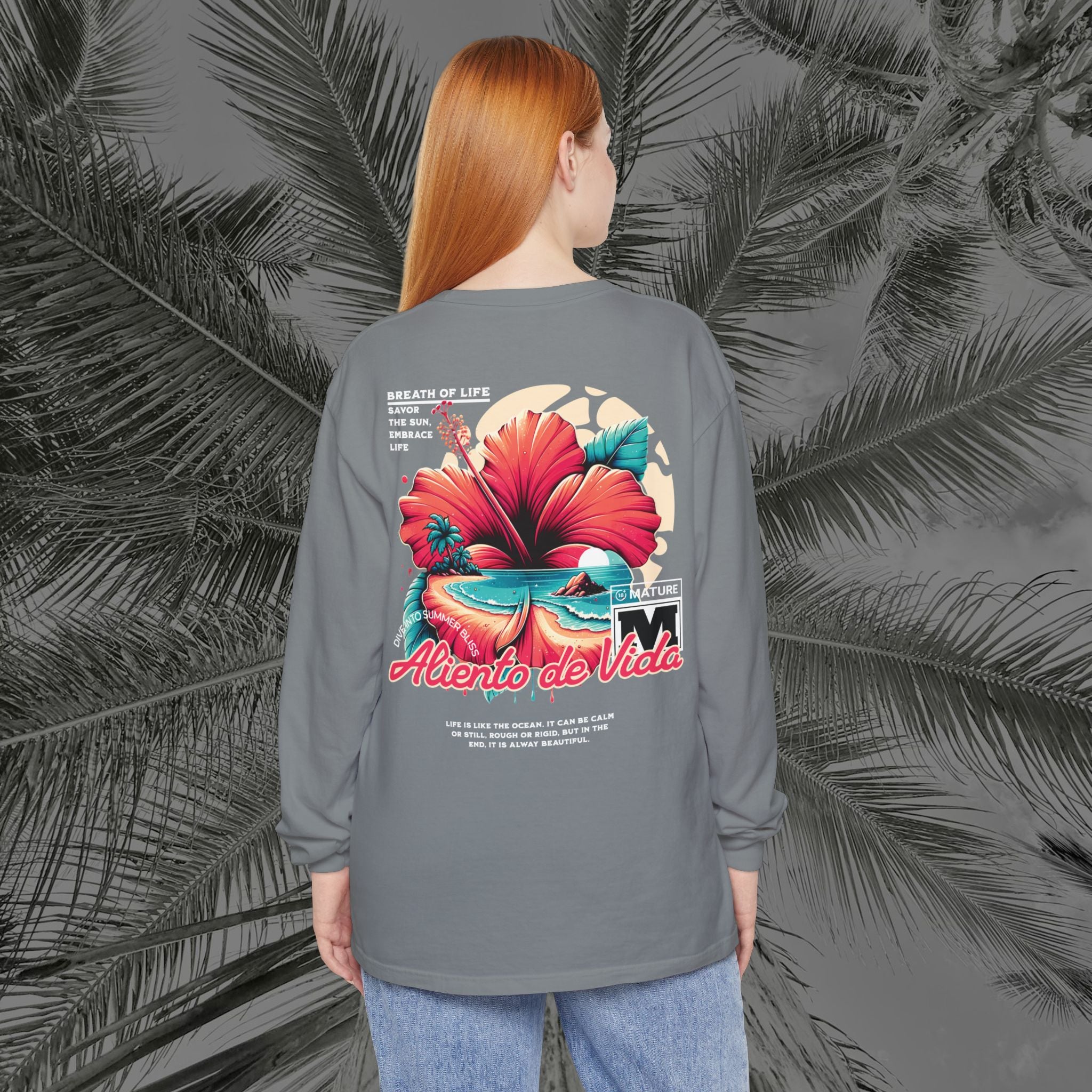Breath Of Paradise - (UNISEX) Long Sleeve Shirt - Back Design - Aliento De Vida