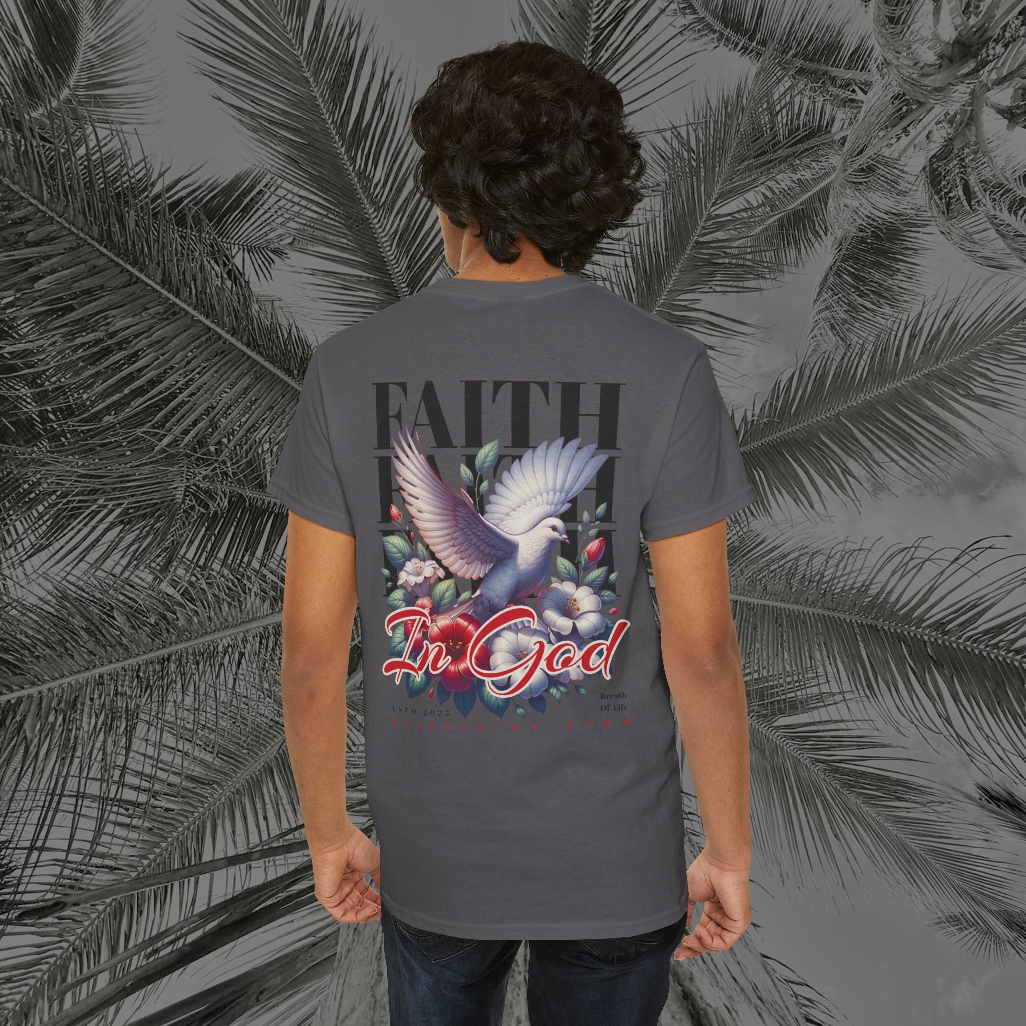 Wings of Grace - Back Design - Heavy Cotton Tee - Aliento De Vida