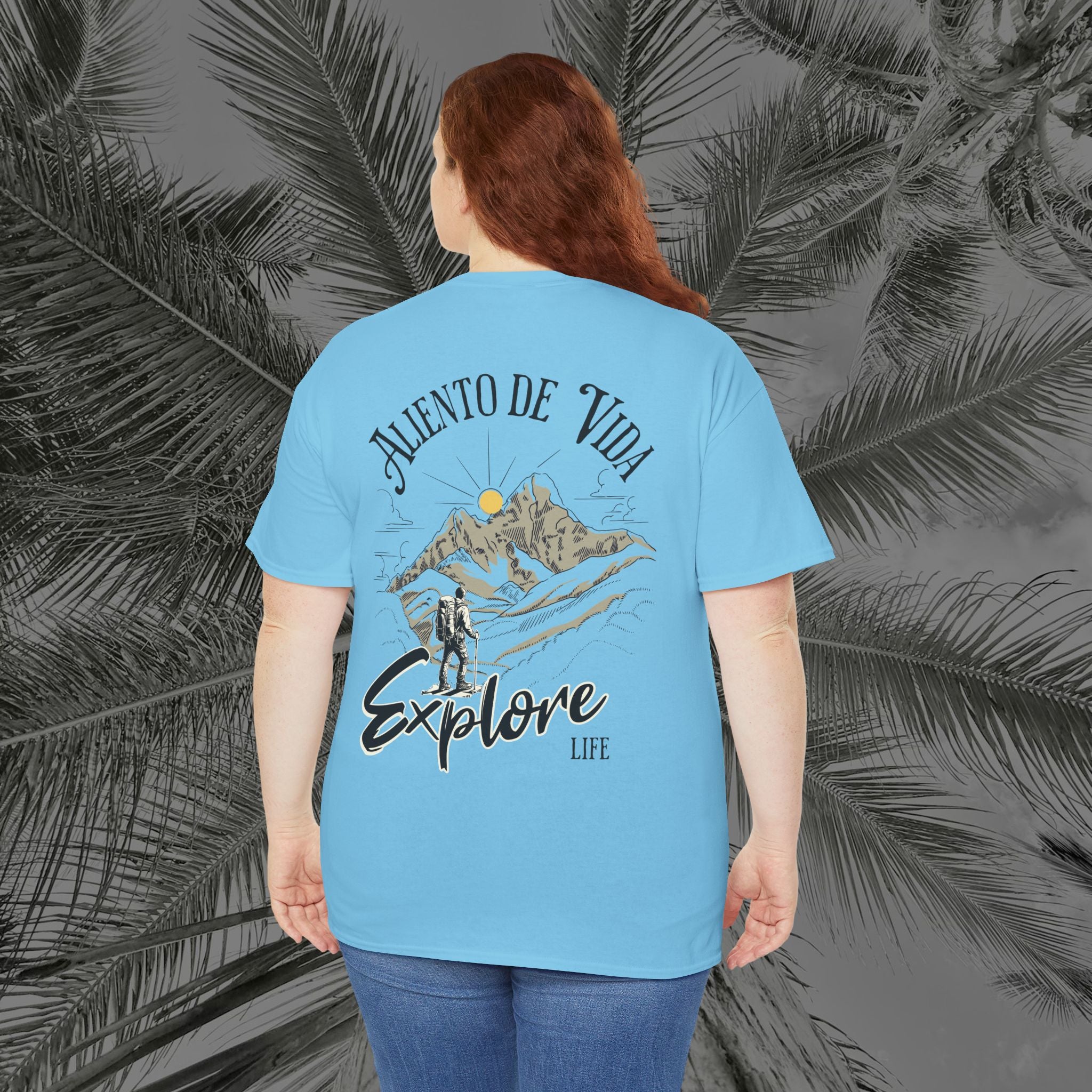 Climbing To New Heights - (UNISEX) Heavy Cotton T-Shirt - Aliento De Vida