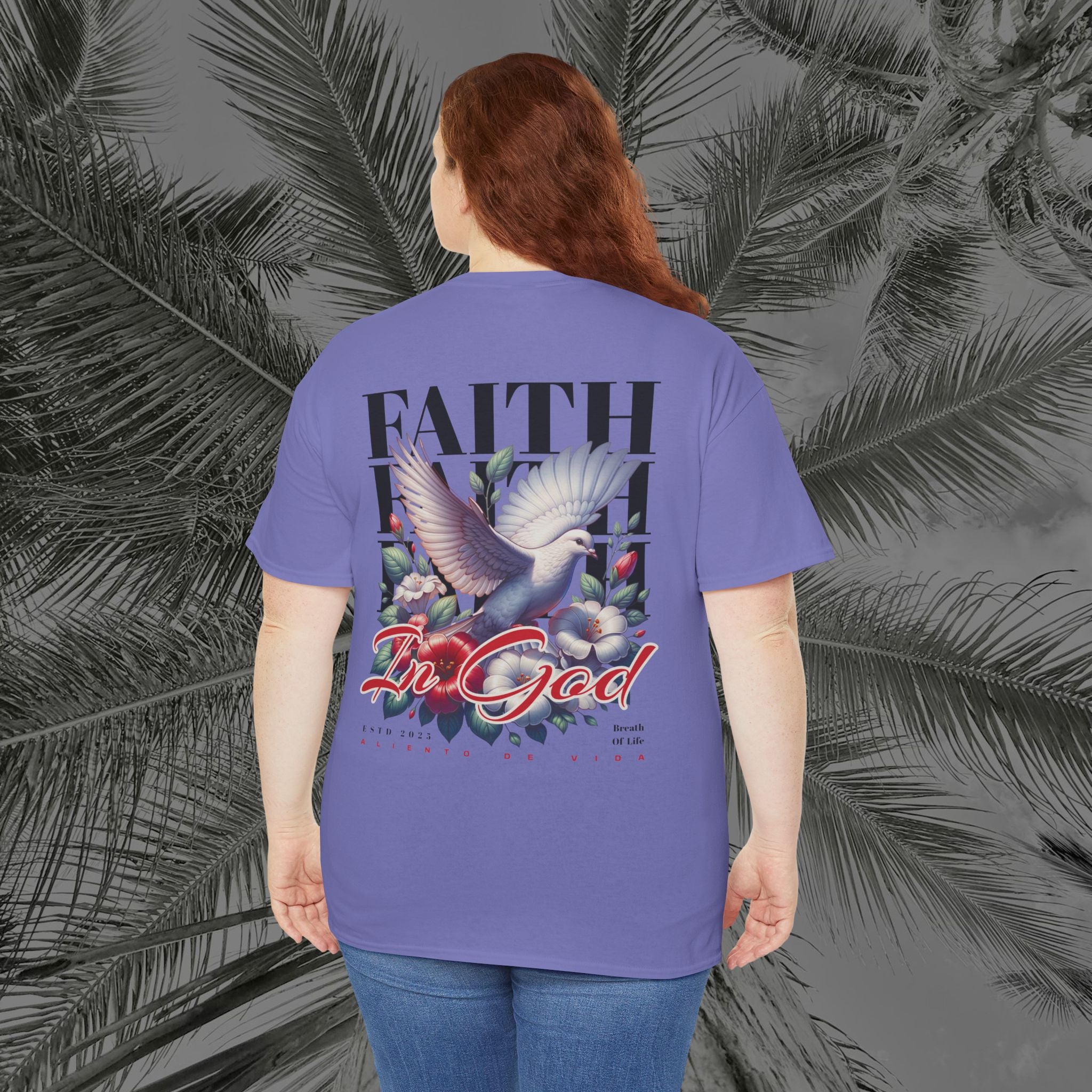 Wings of Grace - Back Design - Heavy Cotton Tee - Aliento De Vida