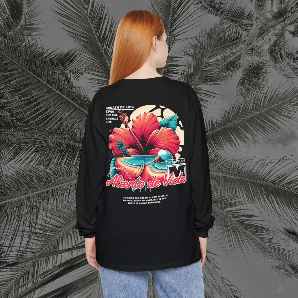 Breath Of Paradise - (UNISEX) Long Sleeve Shirt - Back Design - Aliento De Vida