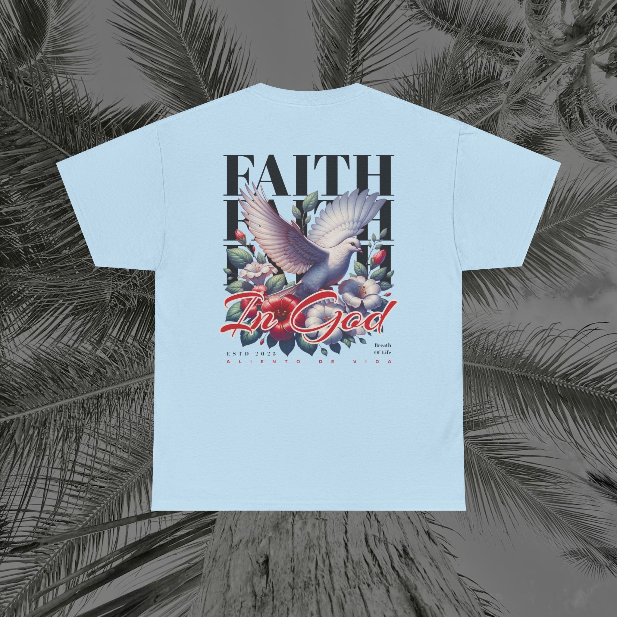 Wings of Grace - Back Design - Heavy Cotton Tee - Aliento De Vida