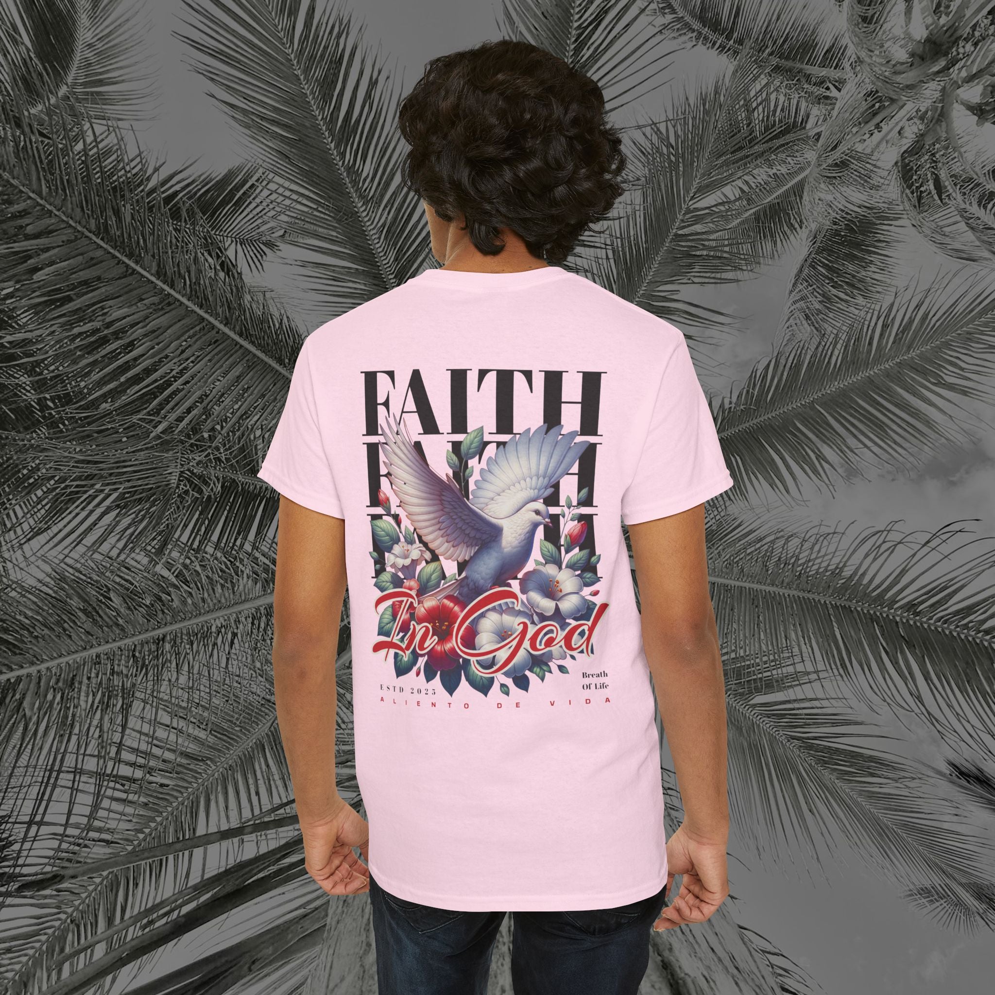 Wings of Grace - Back Design - Heavy Cotton Tee - Aliento De Vida