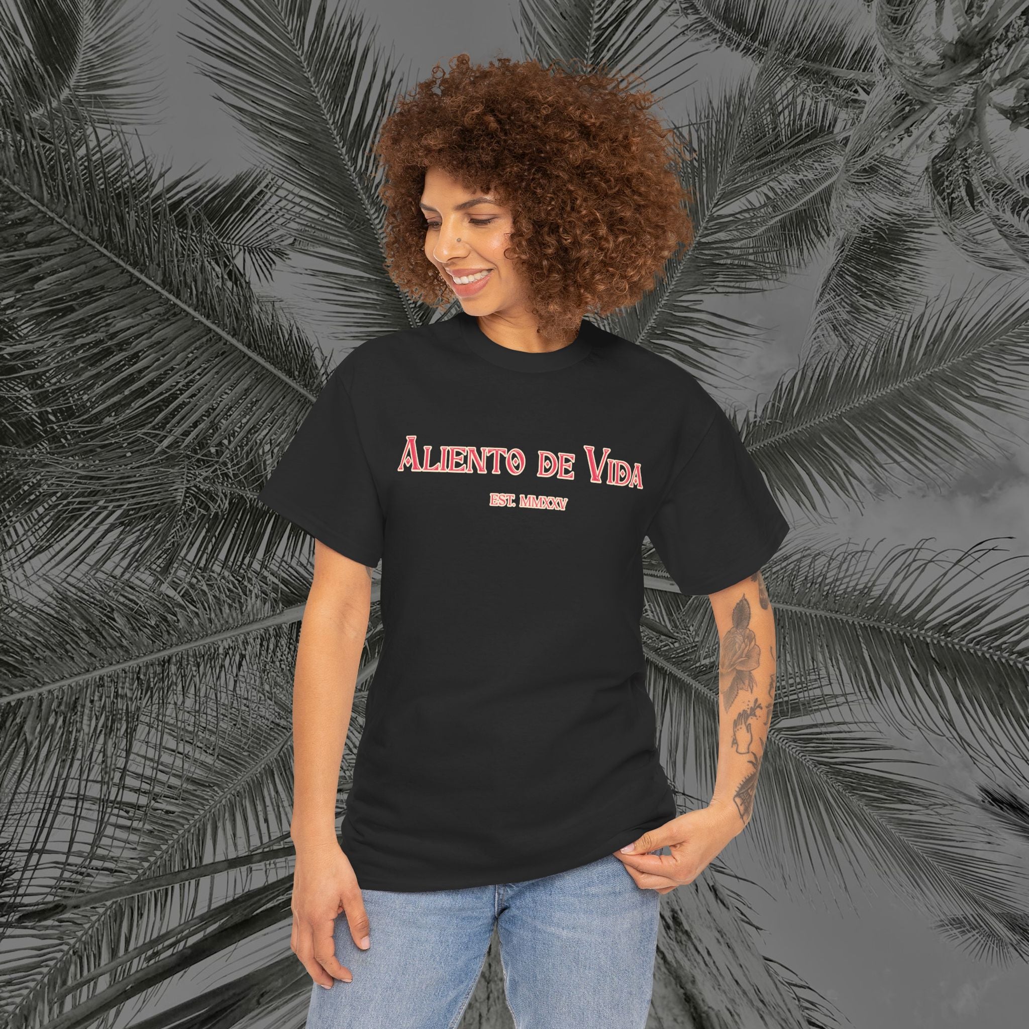 Breath Of Paradise - (UNISEX) Heavy Cotton T-Shirt - Back Design - Aliento De Vida
