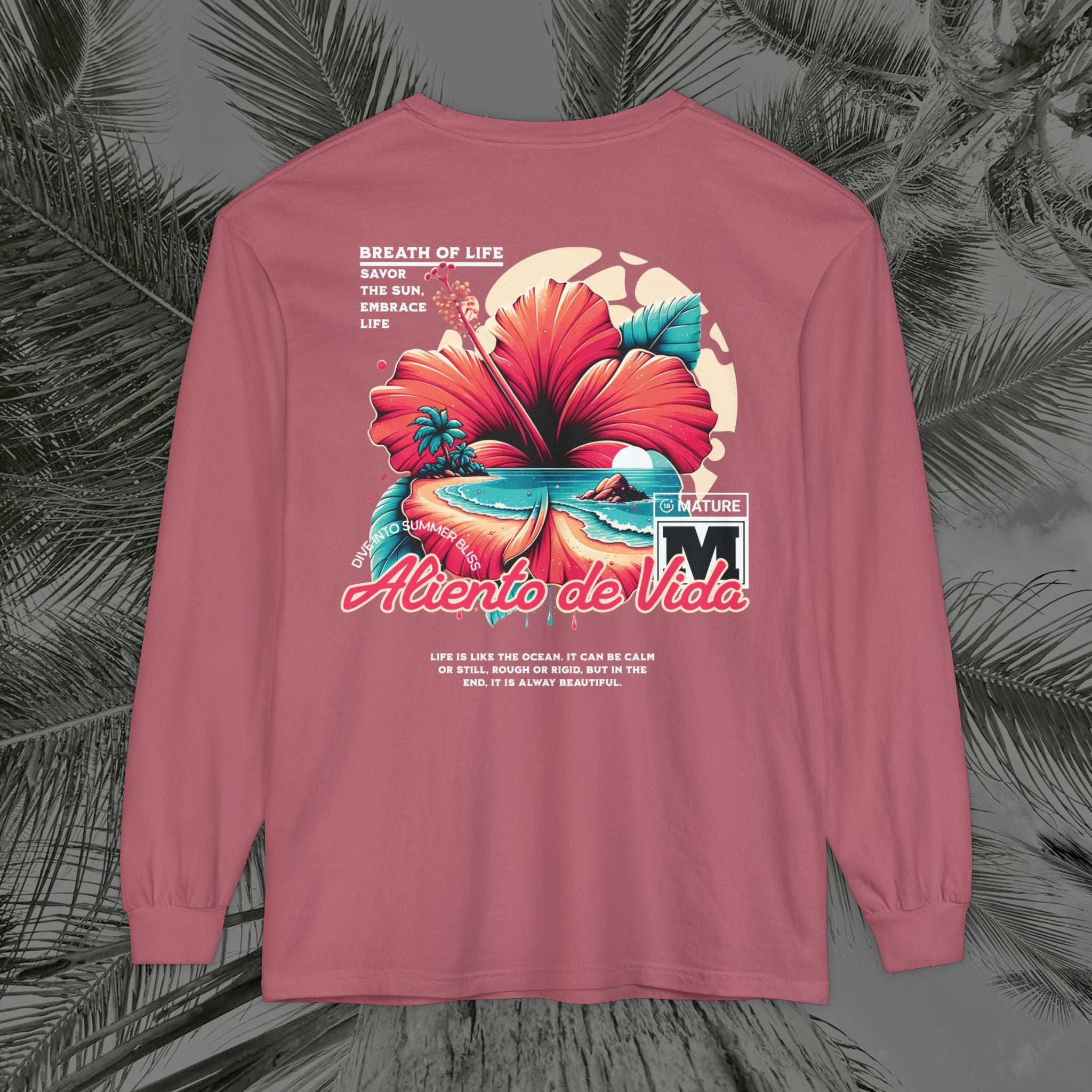 Breath Of Paradise - (UNISEX) Long Sleeve Shirt - Back Design - Aliento De Vida