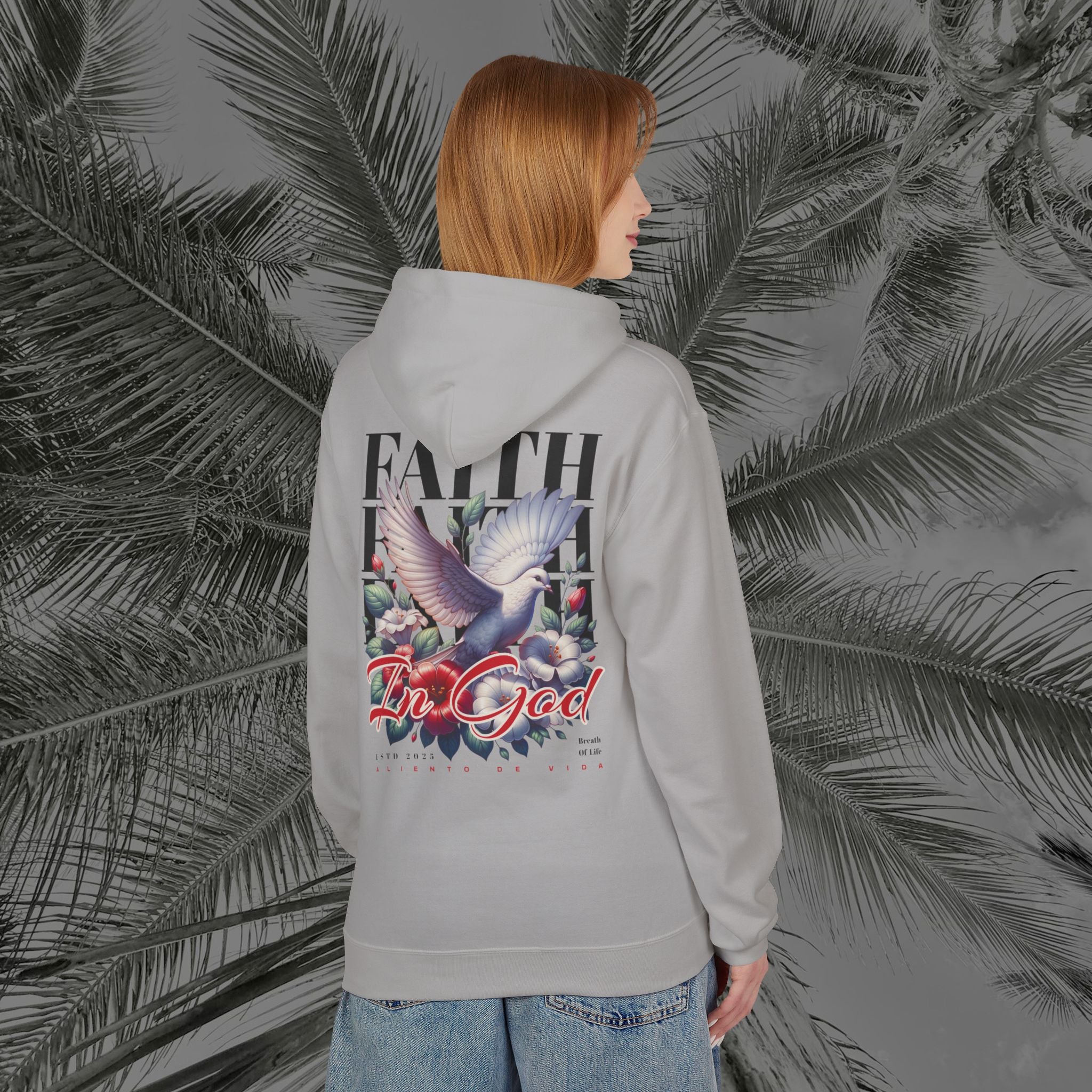 Wings of Grace - (UNISEX) Midweight Fleece Hoodie- Aliento De Vida