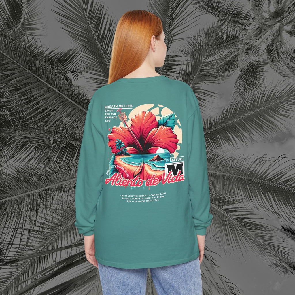 Breath Of Paradise - (UNISEX) Long Sleeve Shirt - Back Design - Aliento De Vida