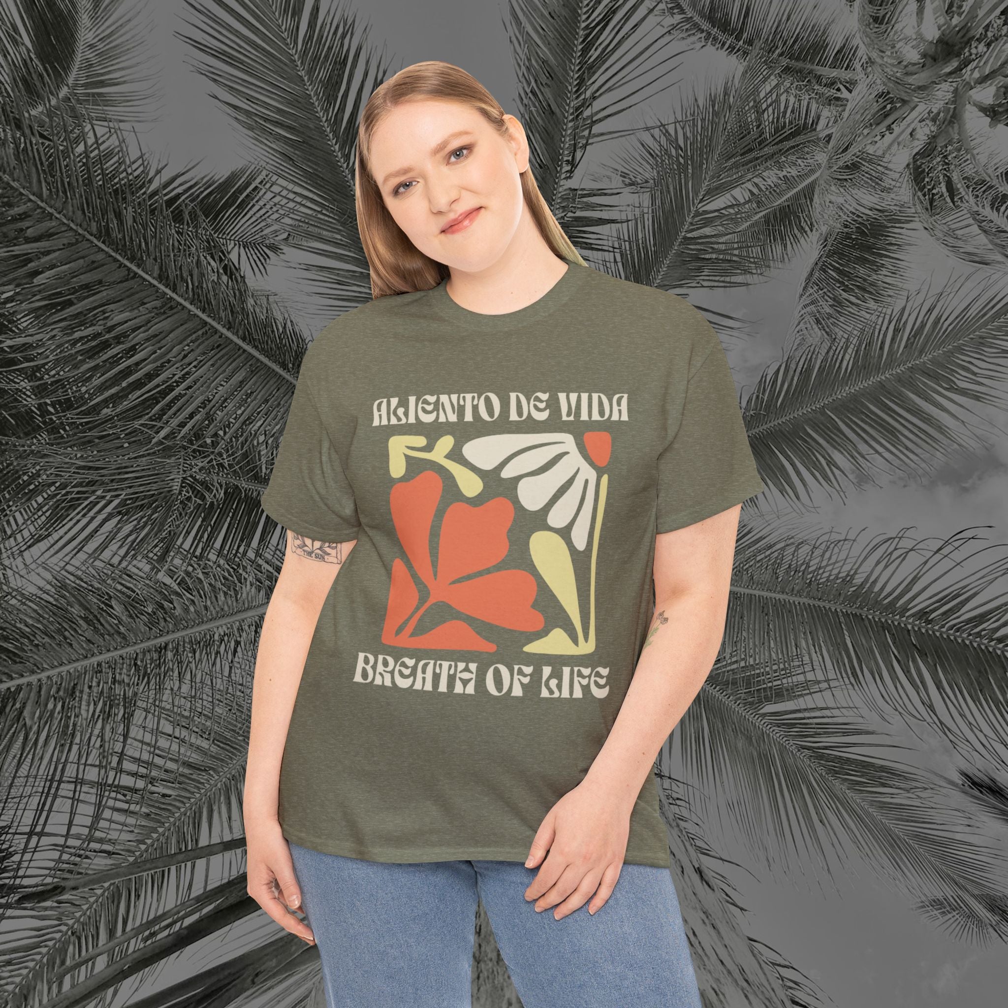 One Breath, Infinite Bloom - (UNISEX) Heavy Cotton T-Shirt - Aliento De Vida