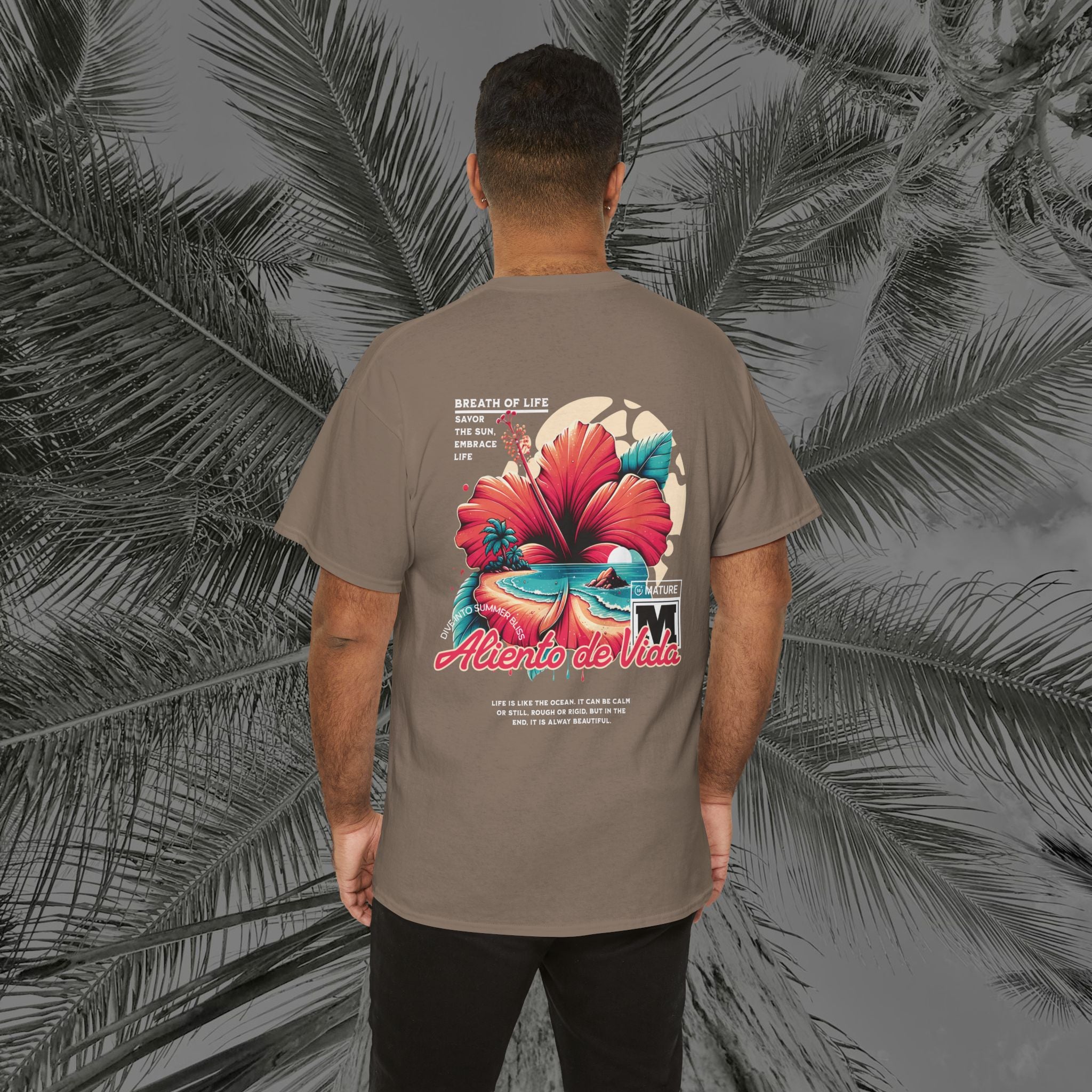 Breath Of Paradise - (UNISEX) Heavy Cotton T-Shirt - Back Design - Aliento De Vida