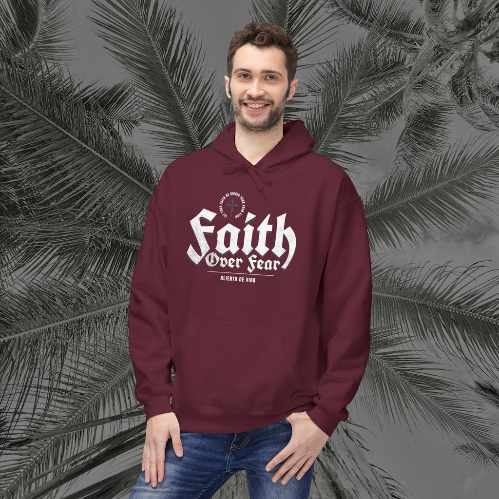 Faith Over Fear - (UNISEX) Midweight Fleece Hoodie - Aliento De Vida