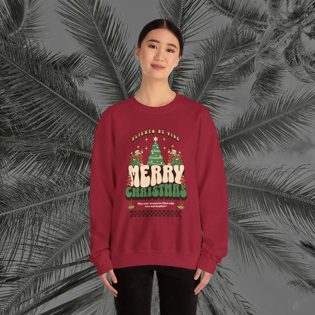 Retro Merry Magic- (UNISEX) Cozy Crewneck Sweatshirt - Aliento De Vida