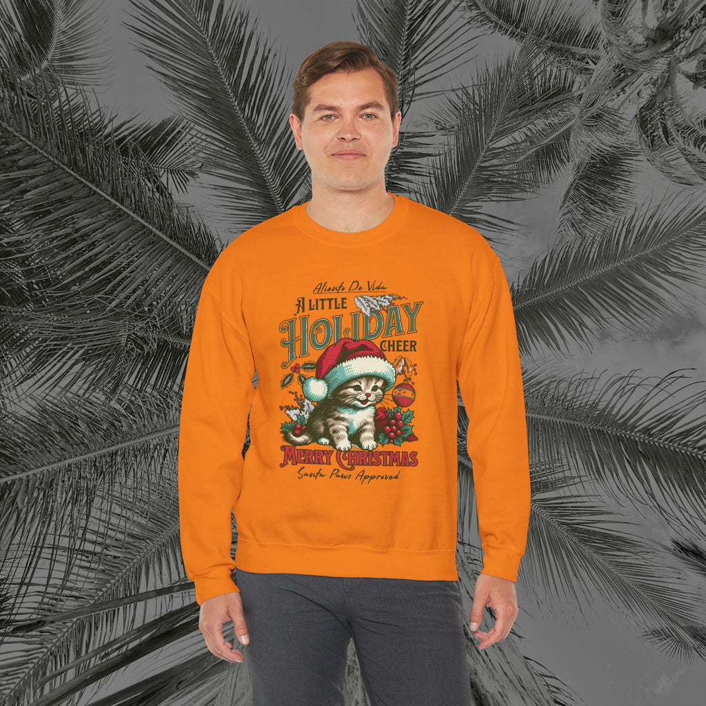 Merry Meowmas Cheer - (UNISEX) Cozy Crewneck Sweatshirt - Aliento De Vida