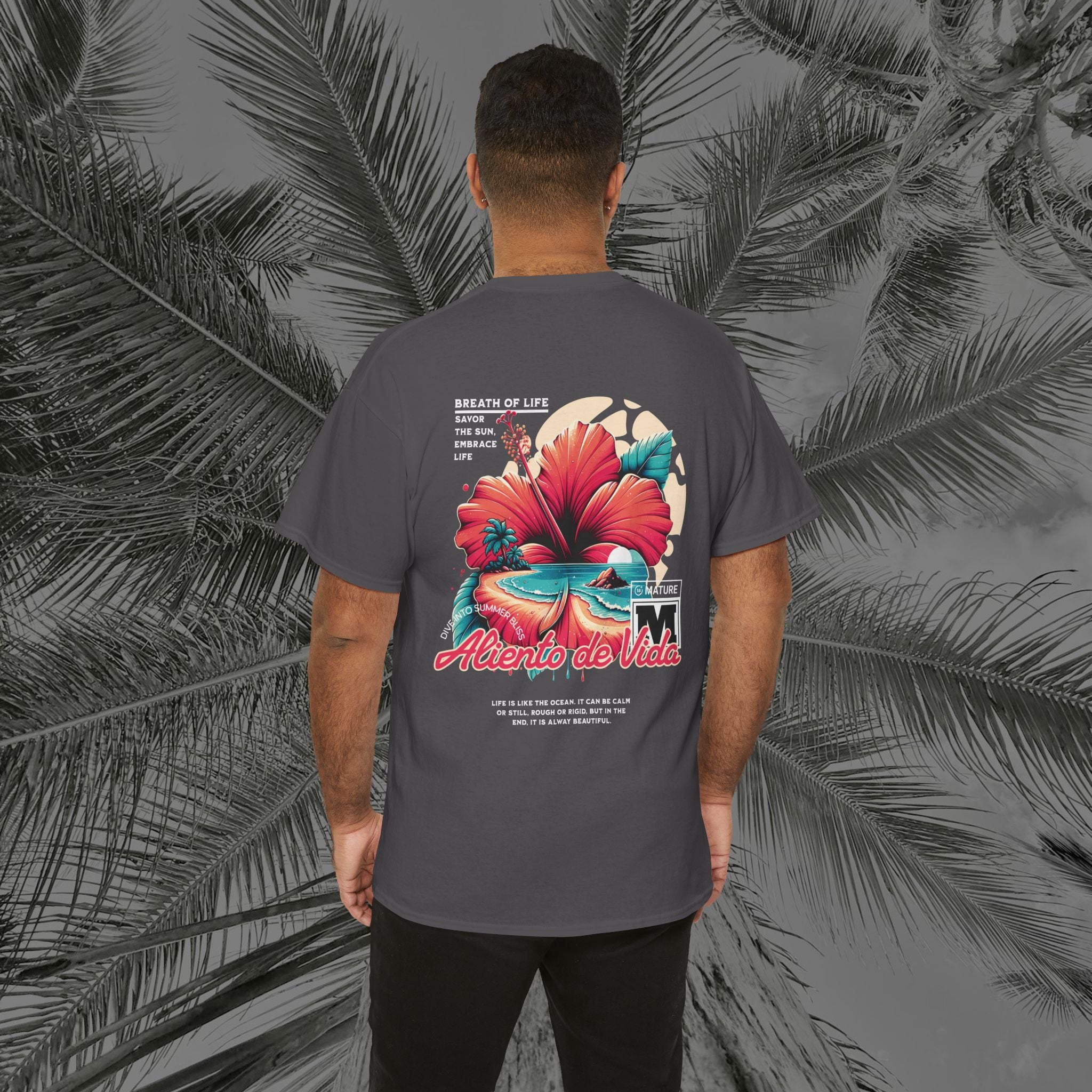 Breath Of Paradise - (UNISEX) Heavy Cotton T-Shirt - Back Design - Aliento De Vida