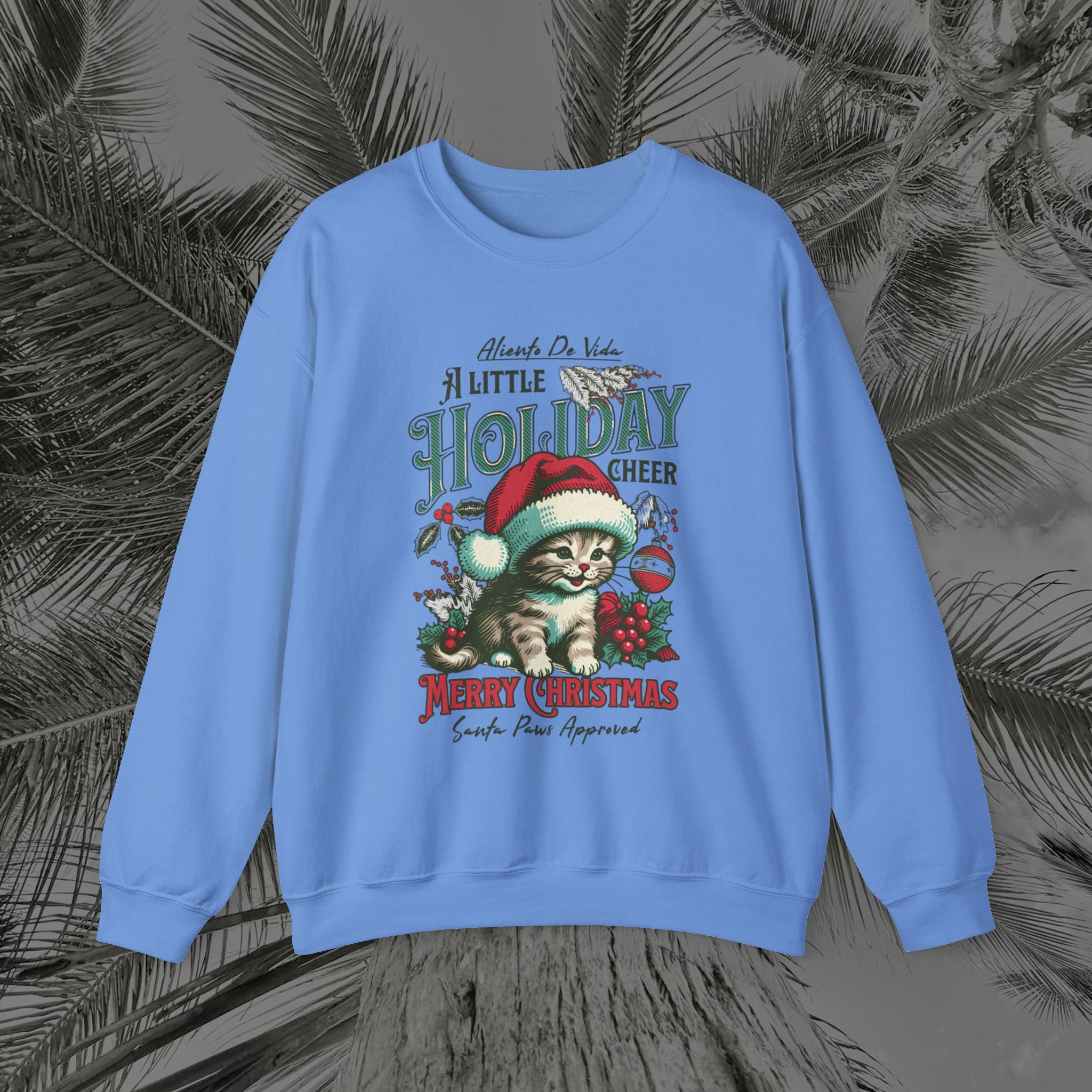 Merry Meowmas Cheer - (UNISEX) Cozy Crewneck Sweatshirt - Aliento De Vida