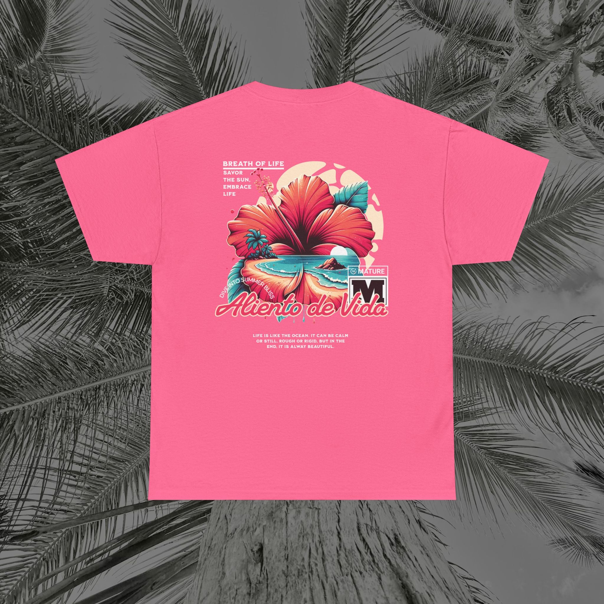 Breath Of Paradise - (UNISEX) Heavy Cotton T-Shirt - Back Design - Aliento De Vida