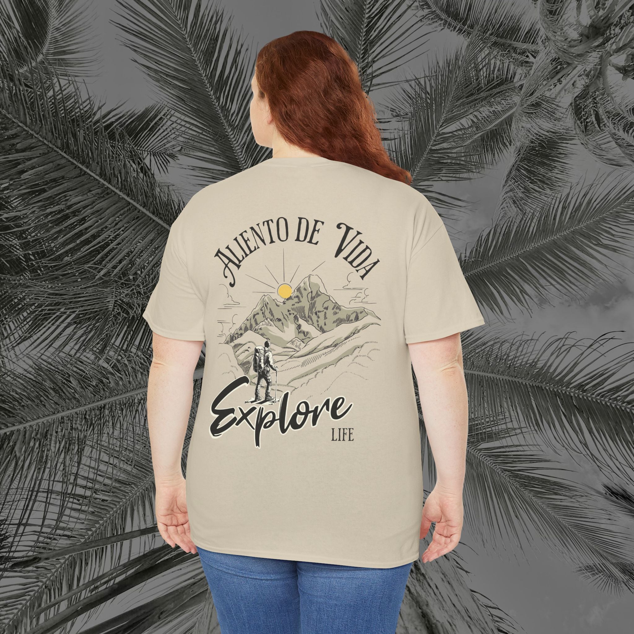 Climbing To New Heights - (UNISEX) Heavy Cotton T-Shirt - Aliento De Vida