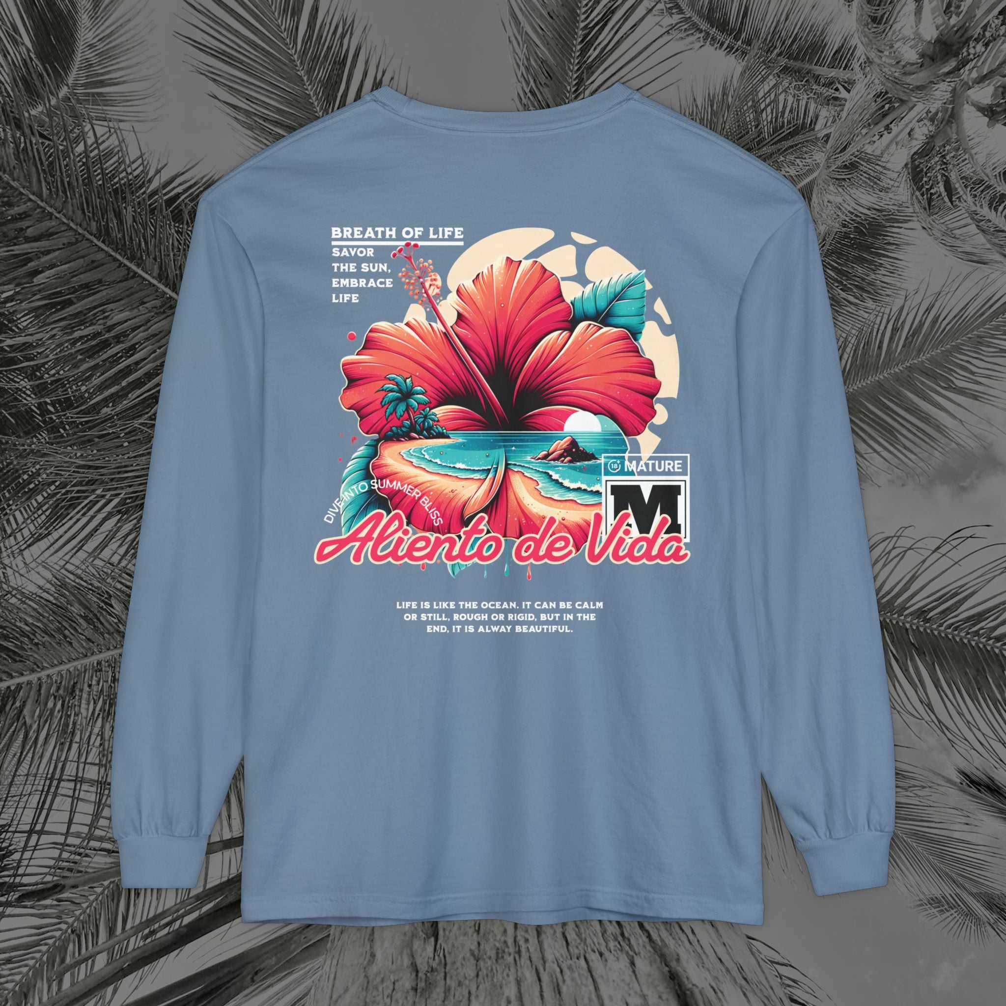 Breath Of Paradise - (UNISEX) Long Sleeve Shirt - Back Design - Aliento De Vida