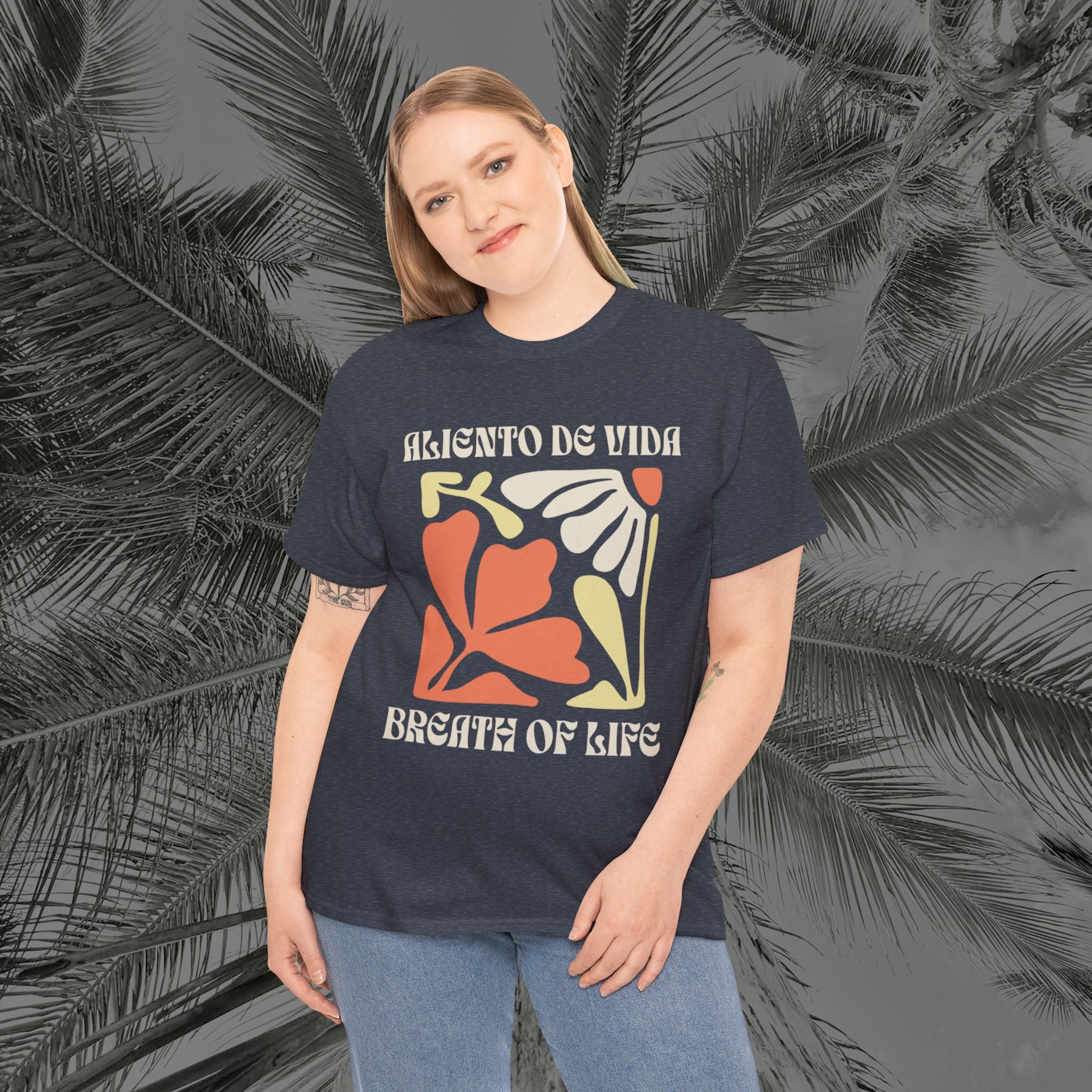 One Breath, Infinite Bloom - (UNISEX) Heavy Cotton T-Shirt - Aliento De Vida