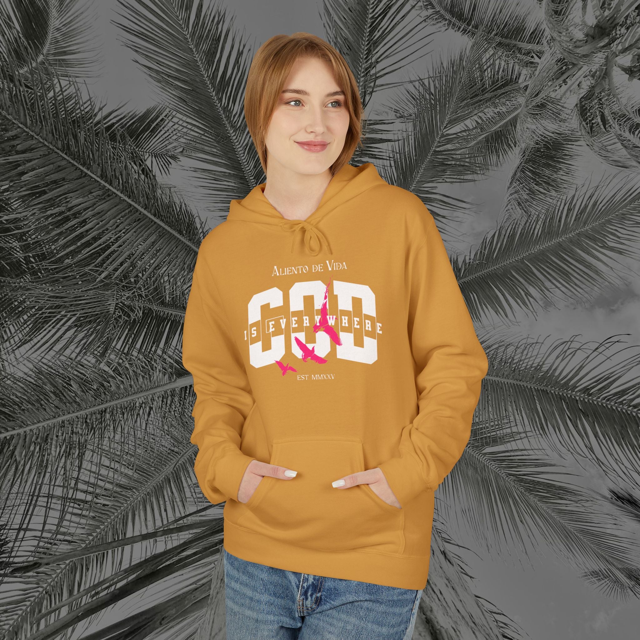 God Is Everywhere - (UNISEX) Midweight Fleece Hoodie - Aliento De Vida